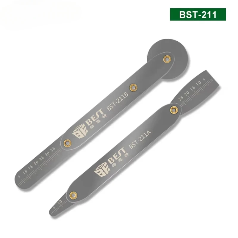 BST-211 2Pcs S2 Steel Pry Bar Set 360 Rotatable Roller Screen Opener with Scale Ruler for LCD Disassembly Repair