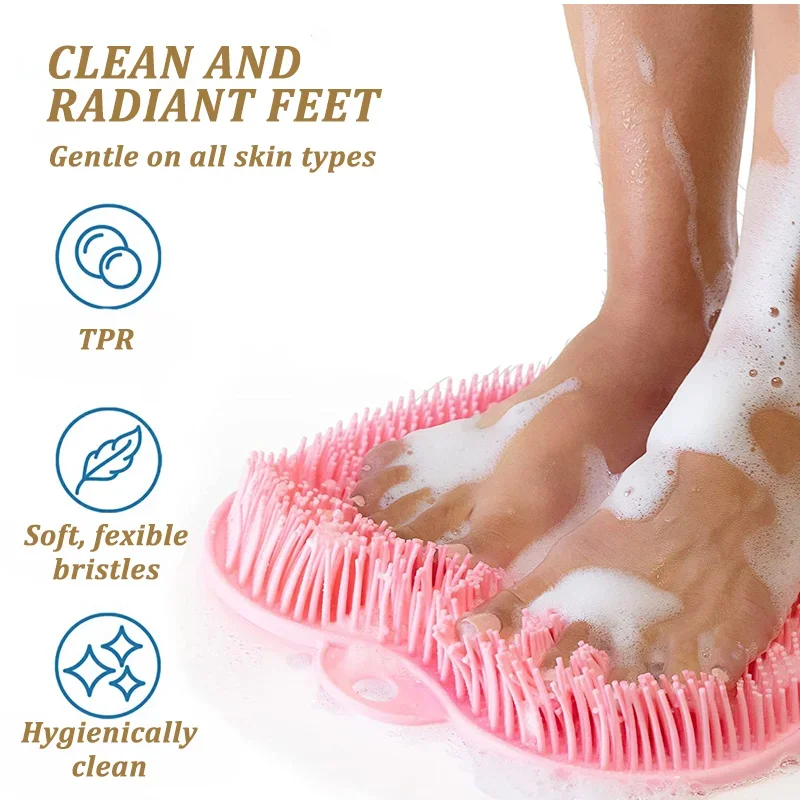 Reusable Shower Back Scraper Cleaning Brush Shower Feet Cleaner Wash Mat Multifunction Sucker Wall Mat Rub Foot Arms Body Bath