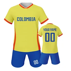 Kids Football Jersey Custom Name Number Colombia Soccer Kit Boys Girls Personalized Football Uniforms Training Tracksuit