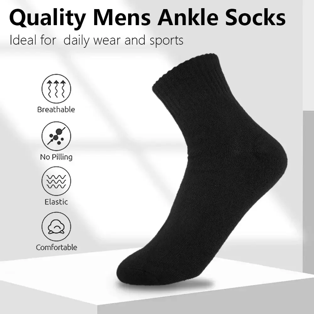 3/5/10-Pack Men's Mid-Calf Socks,Comfort Socks, Non-Slip Cuff, Ideal for Daily Wear, Work, Casual, 4-Season Use, Solid Colors