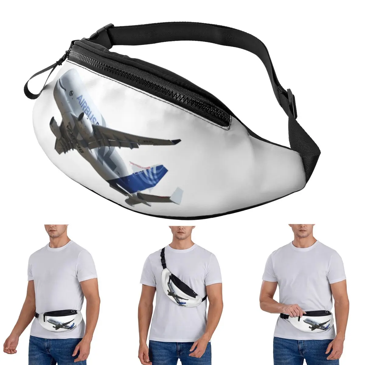 

Crossbody Waist Bag Airbus Beluga Men Women Fanny Pack Travel Running Money Phone Pouch