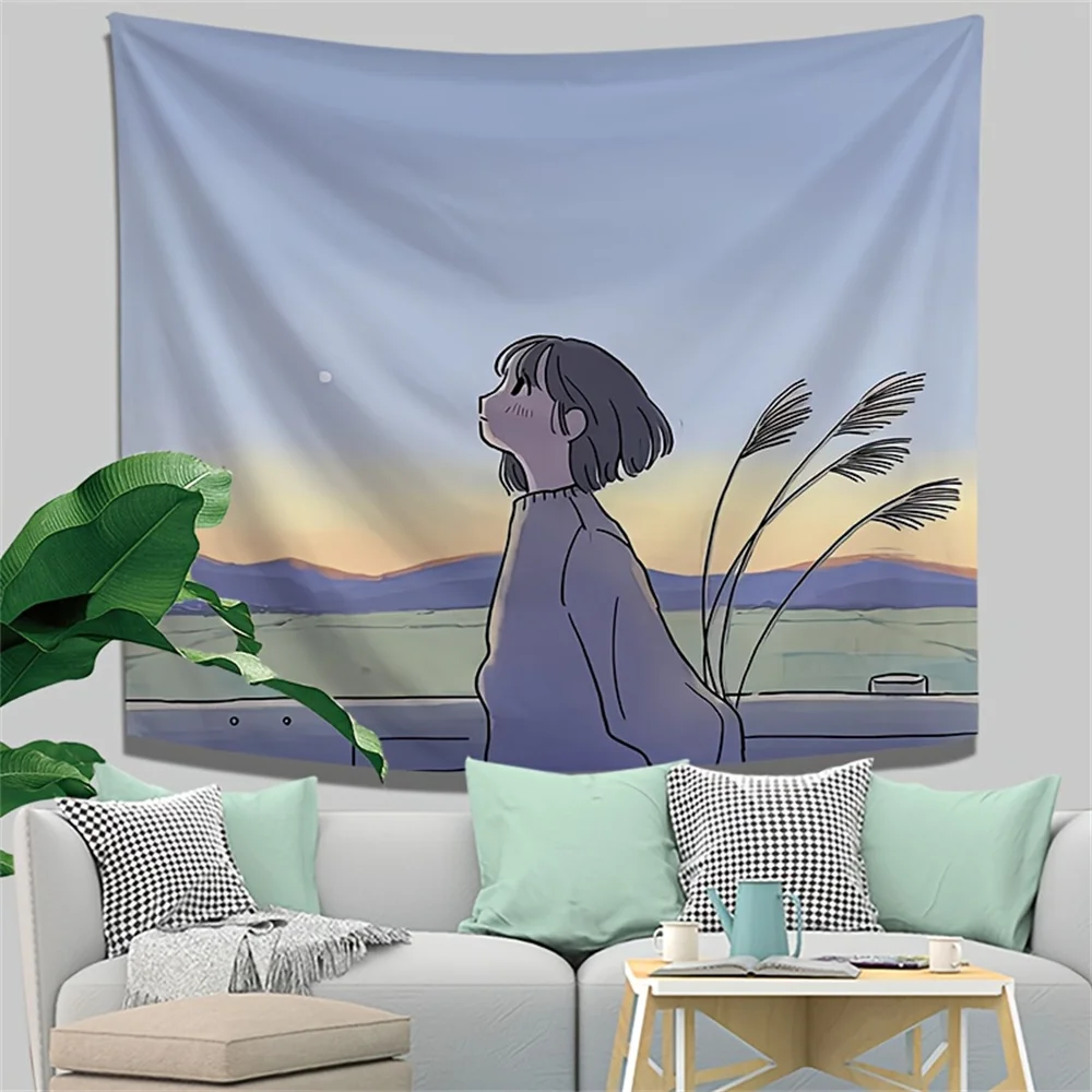 Tapiz obsesionado de Anime y Manga de poliéster para sala de estar, tela de fondo, dormitorio, estudio, colgante de pared, decoración de habitación de niños