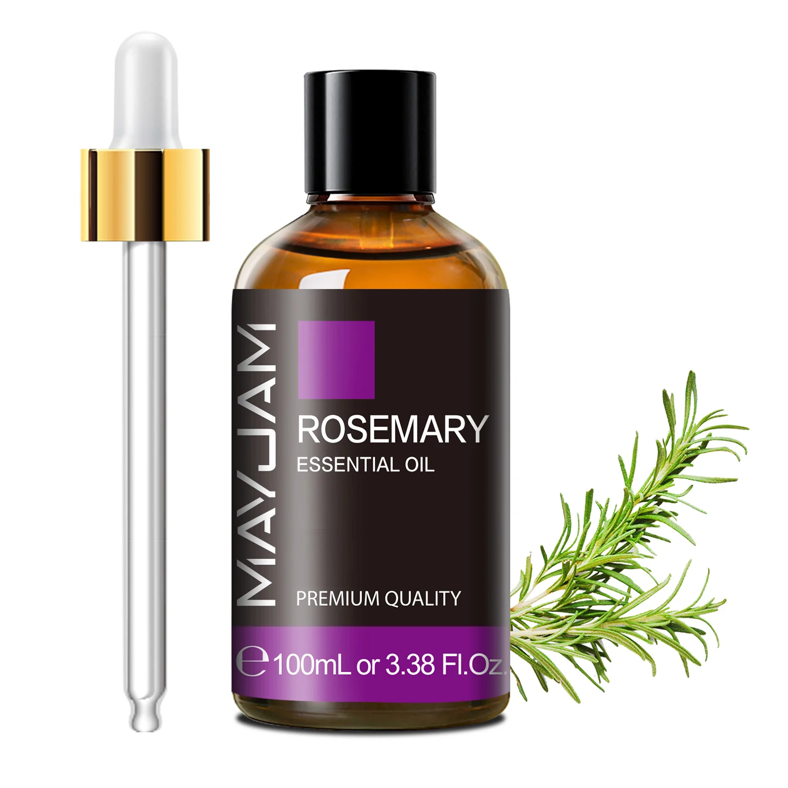 MAYJAM 100 ml pure etherische olie met glazen druppelaar, aromatherapie etherische oliën lavendel eucalyptus rozemarijn vanille aroma-olie