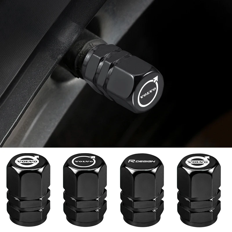 4 tapas metálicas para válvulas de neumáticos de coche, cubierta antipolvo para Volvo XC90 XC40 XC60 V60 V70 V90 V40 EC40 EX40 S80 S60 S90 XC70 C30 C70