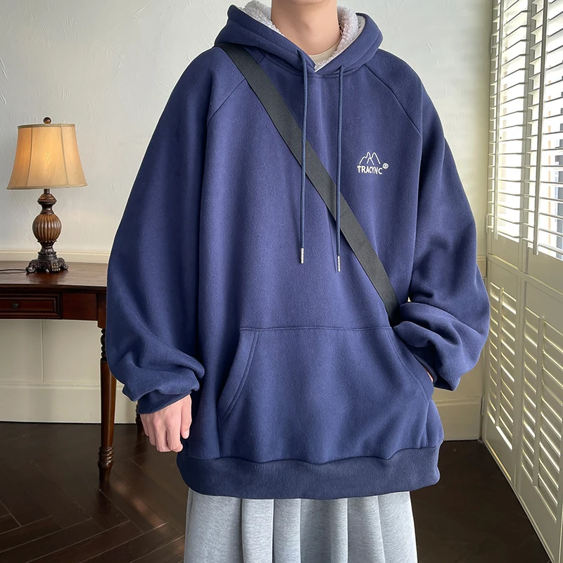 

Men's Fce Lined Hoodie Thi Warmth Autumn Winter Casual Wear Comfortable Fit Printed Sweatirt Heavyweight Top