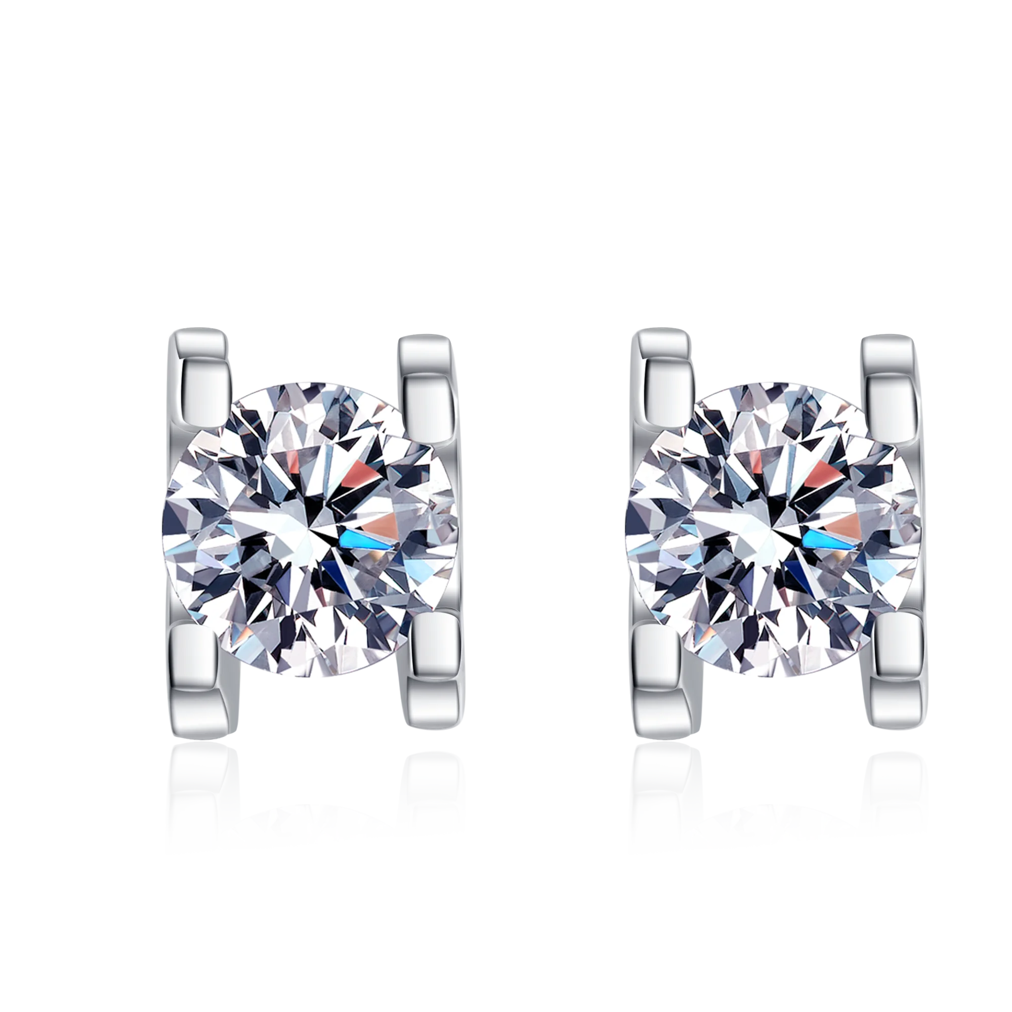 925 Sterling Silver Earrings Classic Style Round Cut Moissanite Loose Gemstone Earrings 4 Claw Prongs Custom Size For Lover