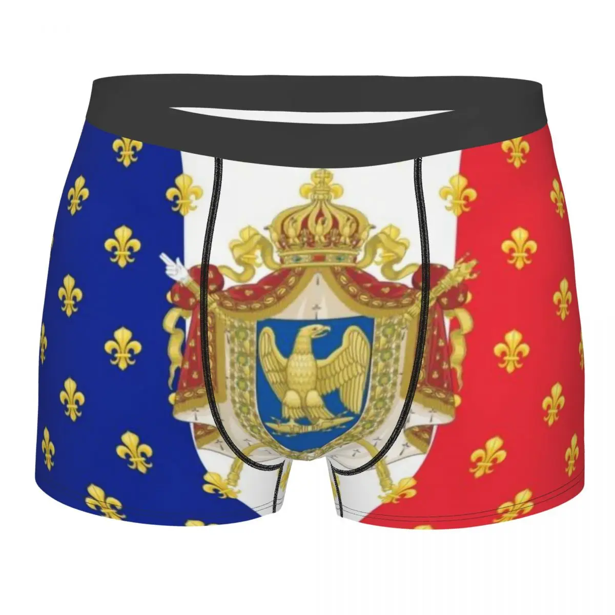 Custom France Flag Underwear Men French Empire Coat Of Arms Boxer Briefs Shorts Panties Soft Underpants For Male