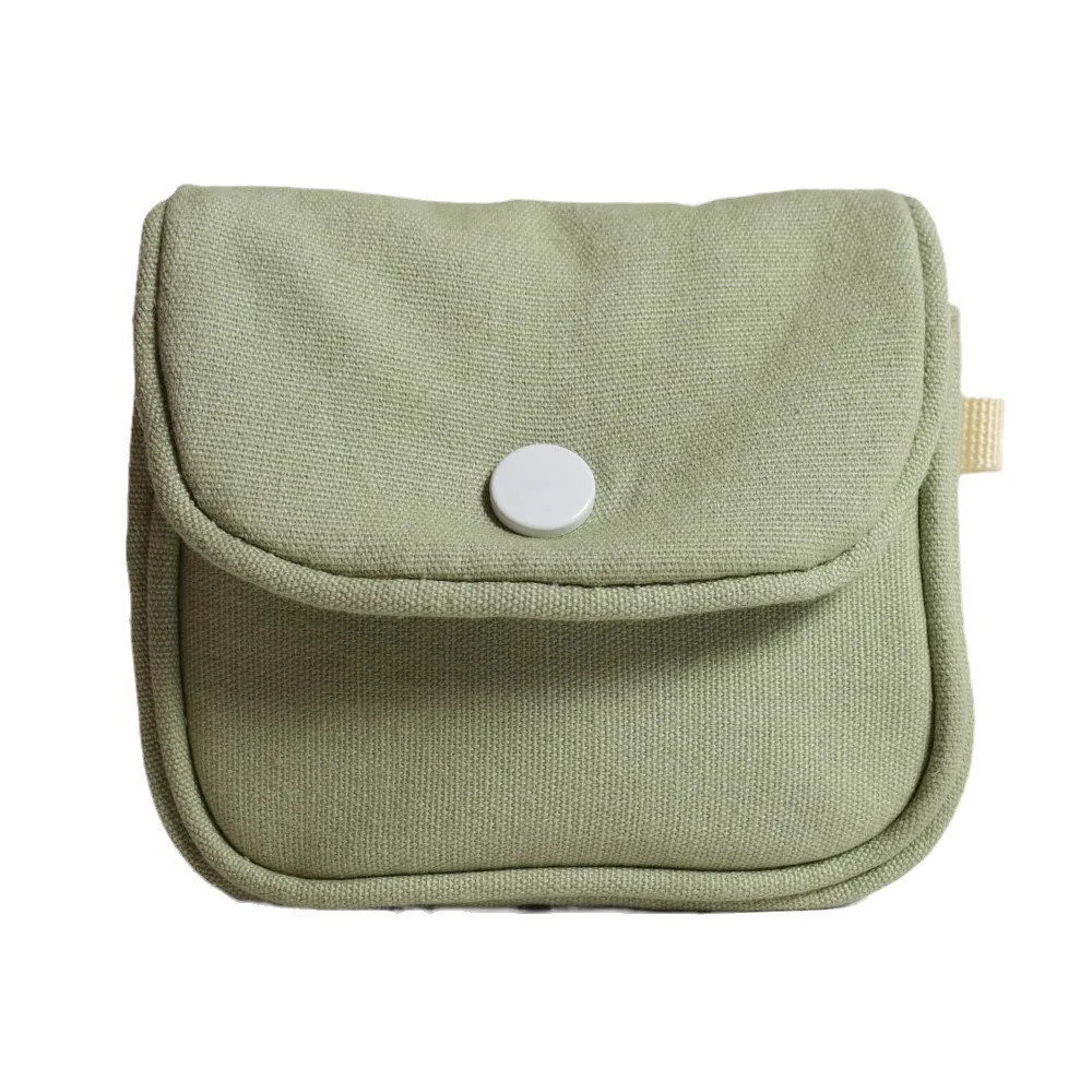 Canvas Mini Portable Coin Purse Solid Color Key Case Student Simplicity Wallet Headphone Bag Multifunctional