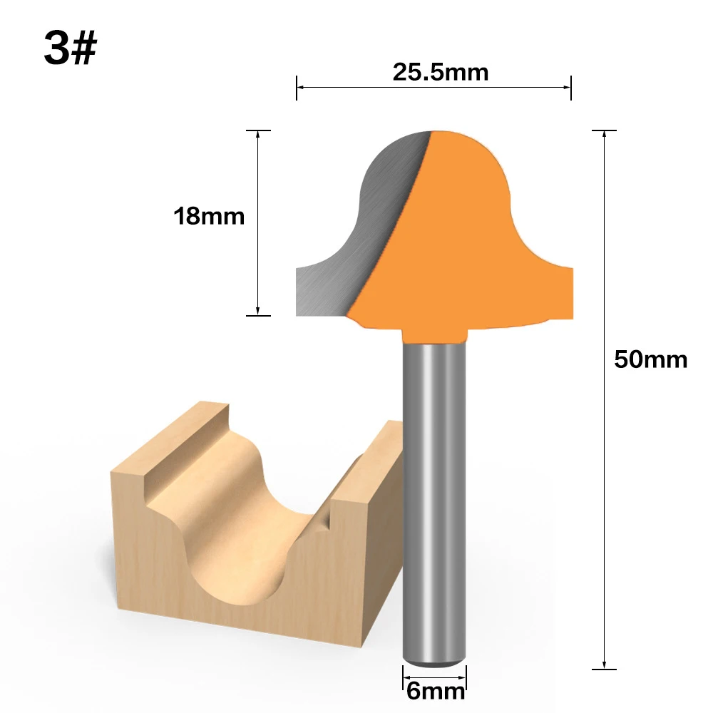 Cortador de fresado de vástago de 6MM, broca de cuchillo de encaje de tallado de extremo abierto, inserto de carpintería 3D, broca de enrutador CNC