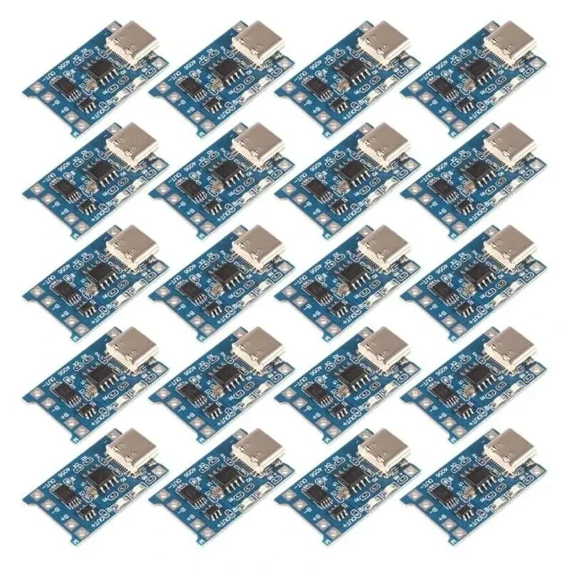 20 pezzi di schede di ricarica per batterie al litio TP4056 1A 5V, modulo con interfaccia Micro USB/Type-C, protezione di ricarica 2-in-1, 2028.