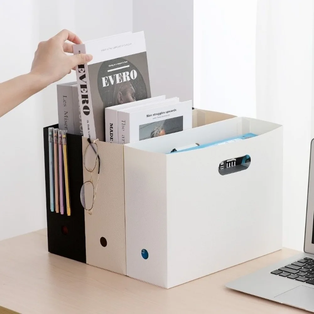 New Folding File Storage Box Vertical Multi-functional Books Storage Rack Plastic Space Saving Desktop Organizer Office Use