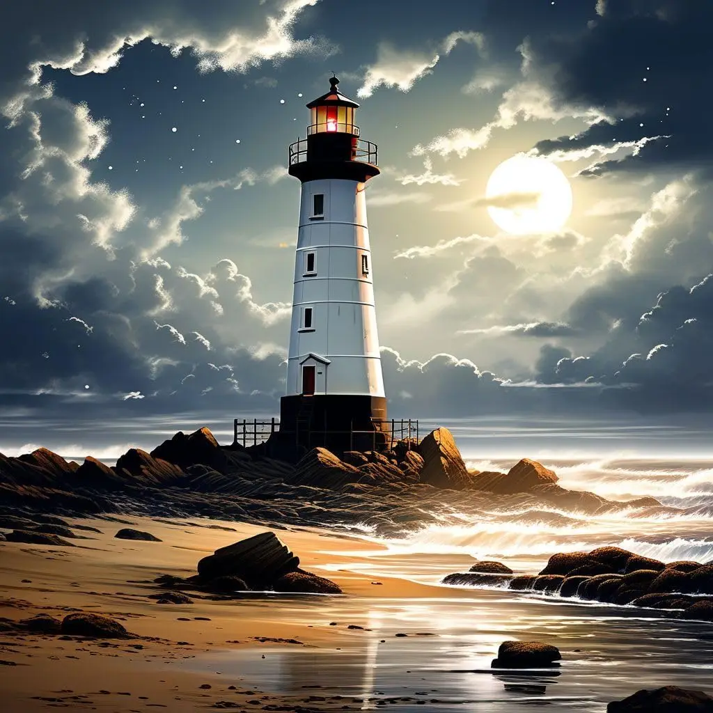 

Lighthouse Clouds are Gone 500PCS/1024 PCS Jigsaw Puzzles Challenging Family Activity Game for Gameroom Bedroom Home Decor Gift