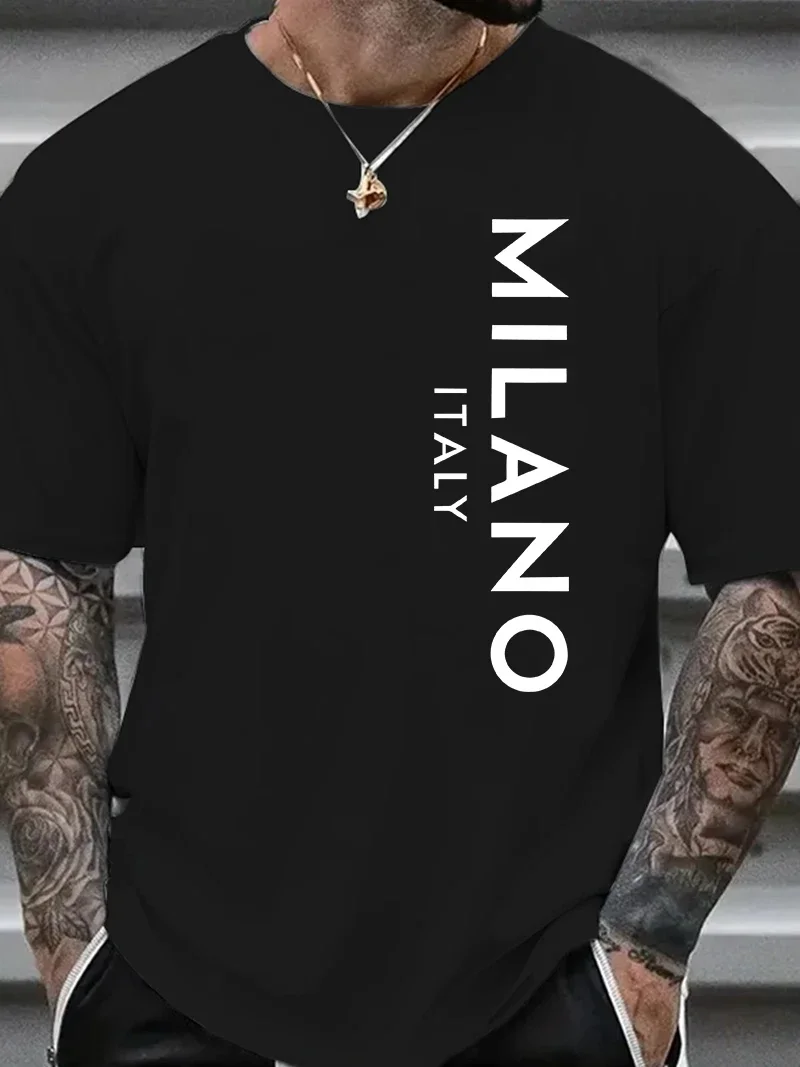 

2025 Trendy men's clothing: 100% pure cotton fashionable Milanxin printed T-shirts, casual, sporty and comfortable summer wear