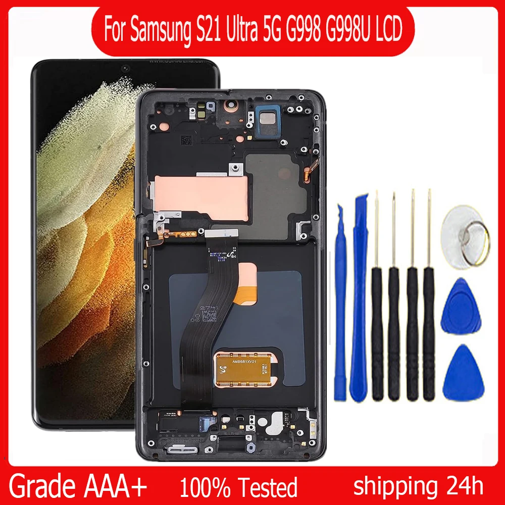 6.8" Super OLED For Samsung S21 Ultra 5G G998 G998U Display Touch Screen Digitizer For Samsung S21Ultra G998B LCD