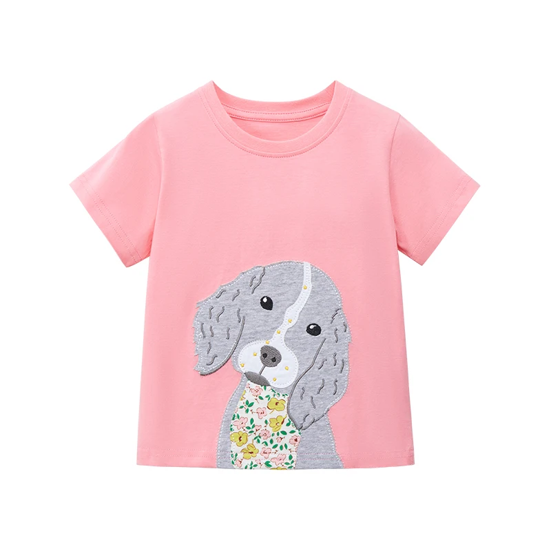 Little maven-camiseta de algodão de manga curta para meninas, roupas lindas para crianças de 2 a 7 anos, verão, 2024