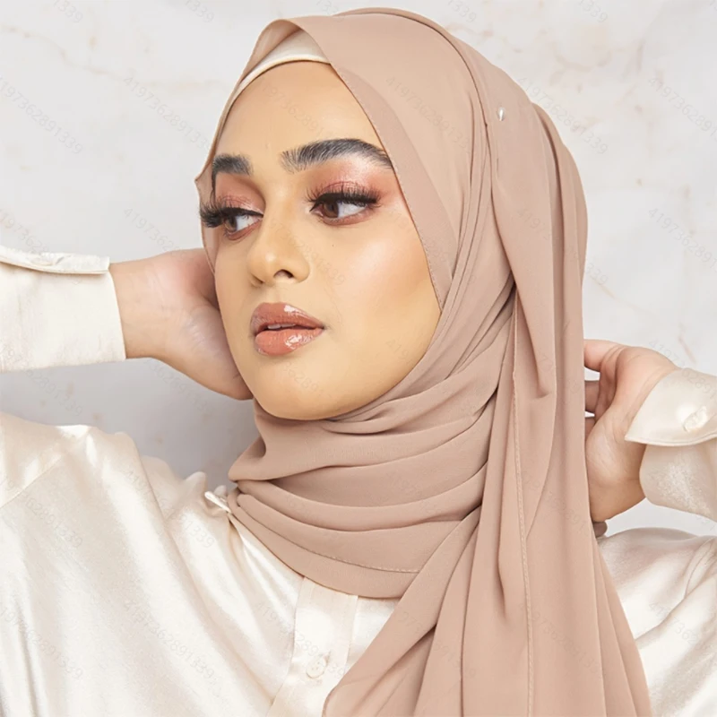 Hot Selling Chiffon Hijab Solid Color Long Scarf Shawl For Women Muslim Headband Simple Tudung Windproof Wraps Wholesale180*70cm