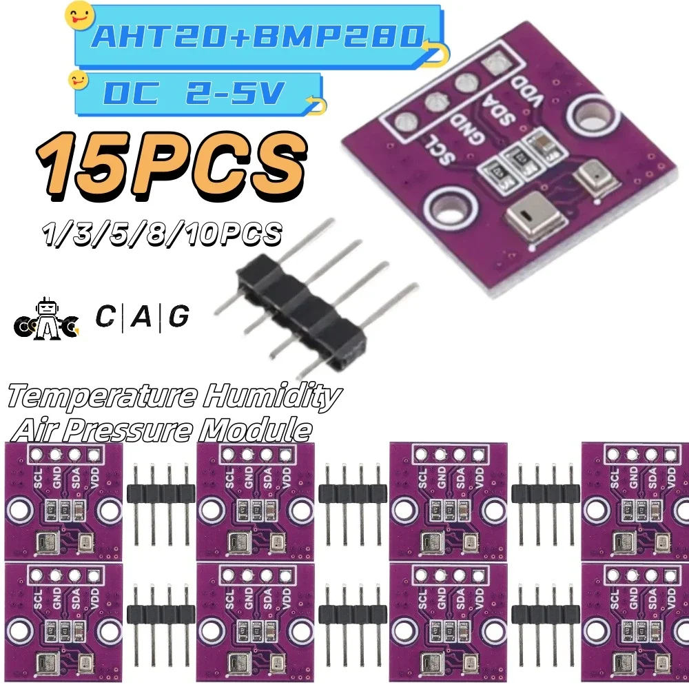 1 - 15PCS AHT20 BMP280 Temperature Humidity Air Pressure Module High-precision Digital Temperature Humidity Air Pressure Sensor