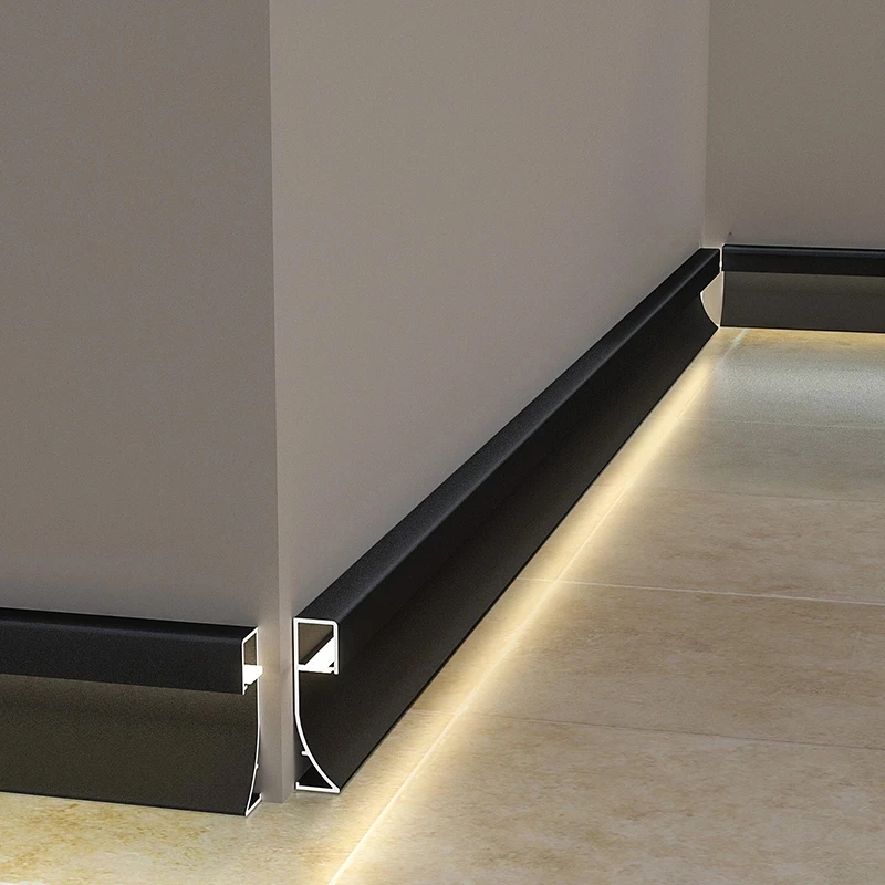 Recessed Skirting Line Aluminum Profile Silicone Diffuser Channel Backlight Baseboard Home Linear Wall Decor Bar Strip Lamp