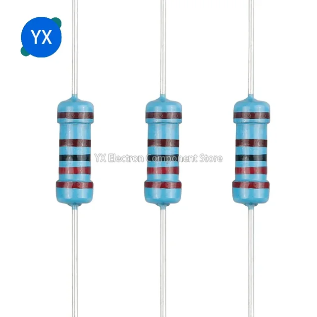 50PCS 0.5W 1/2W Rezystor z folii metalowej Rezystor mocy 0.1~1M 2 4.7 10R 47 100 220 360R 470 1K 2.2K 10K 22K 4.7K 100K
