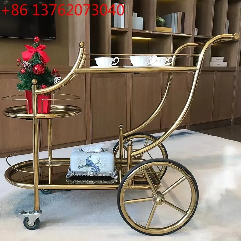 Food Cart Small Cart Restaurant Mobile Hand Push Food Delivery Cart Light Luxury