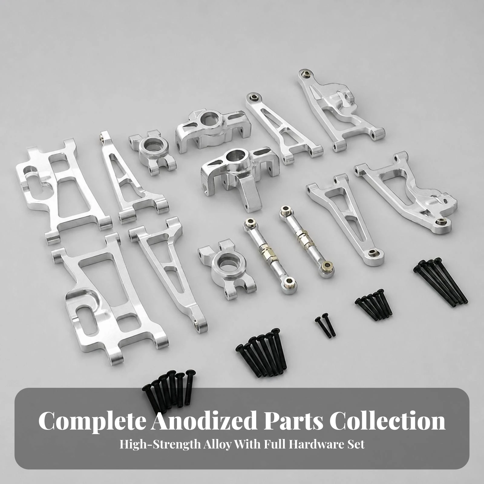 Metal Rear Hubs Easy to Install Aluminum Replacement Upgrade Assembly RC Car Shock Absorption Arm Kit with Steering Blocks
