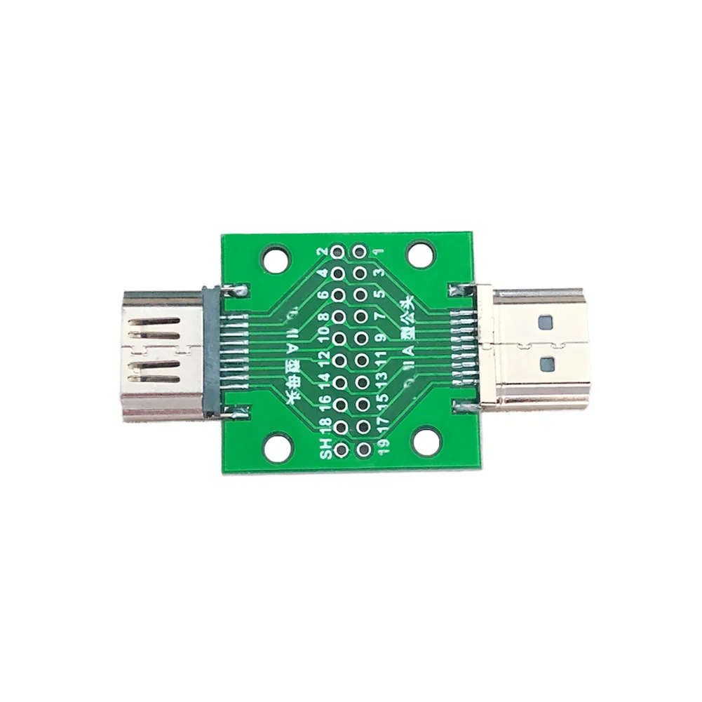 Male to Female Test Board MINI Test Connector With Board PCB 2.54mm Pitch 19 Pin DP HD A Female To Male Test Board Adapter 1PCS
