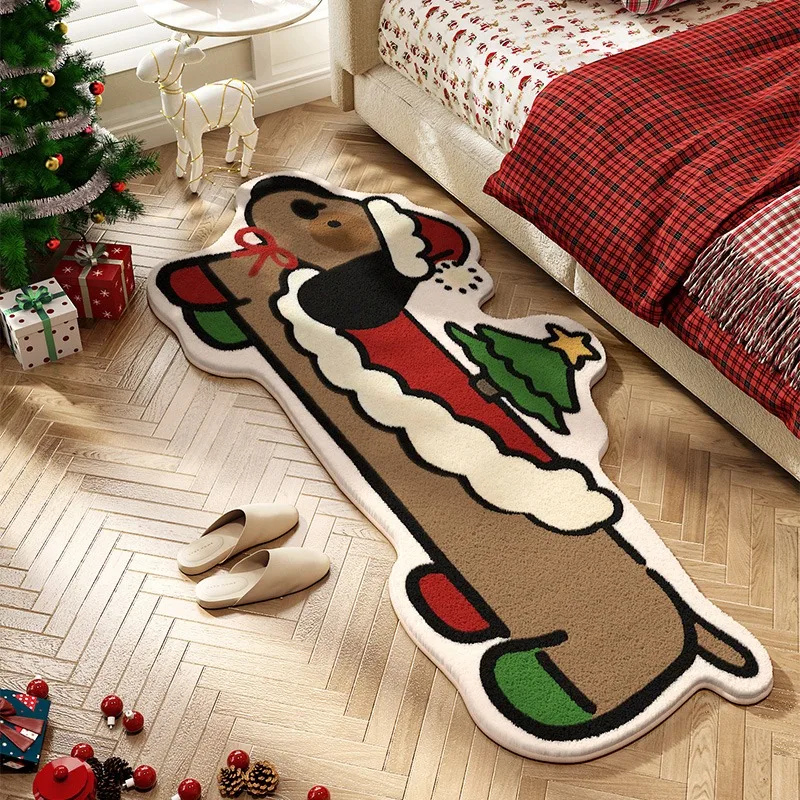 

Carpet for Bedroom Christmas Dachshund Dog Girl Bedside Rug Room Non-slip Foot Mat Soft Fluffy Imitation Cashmere Floor Carpets