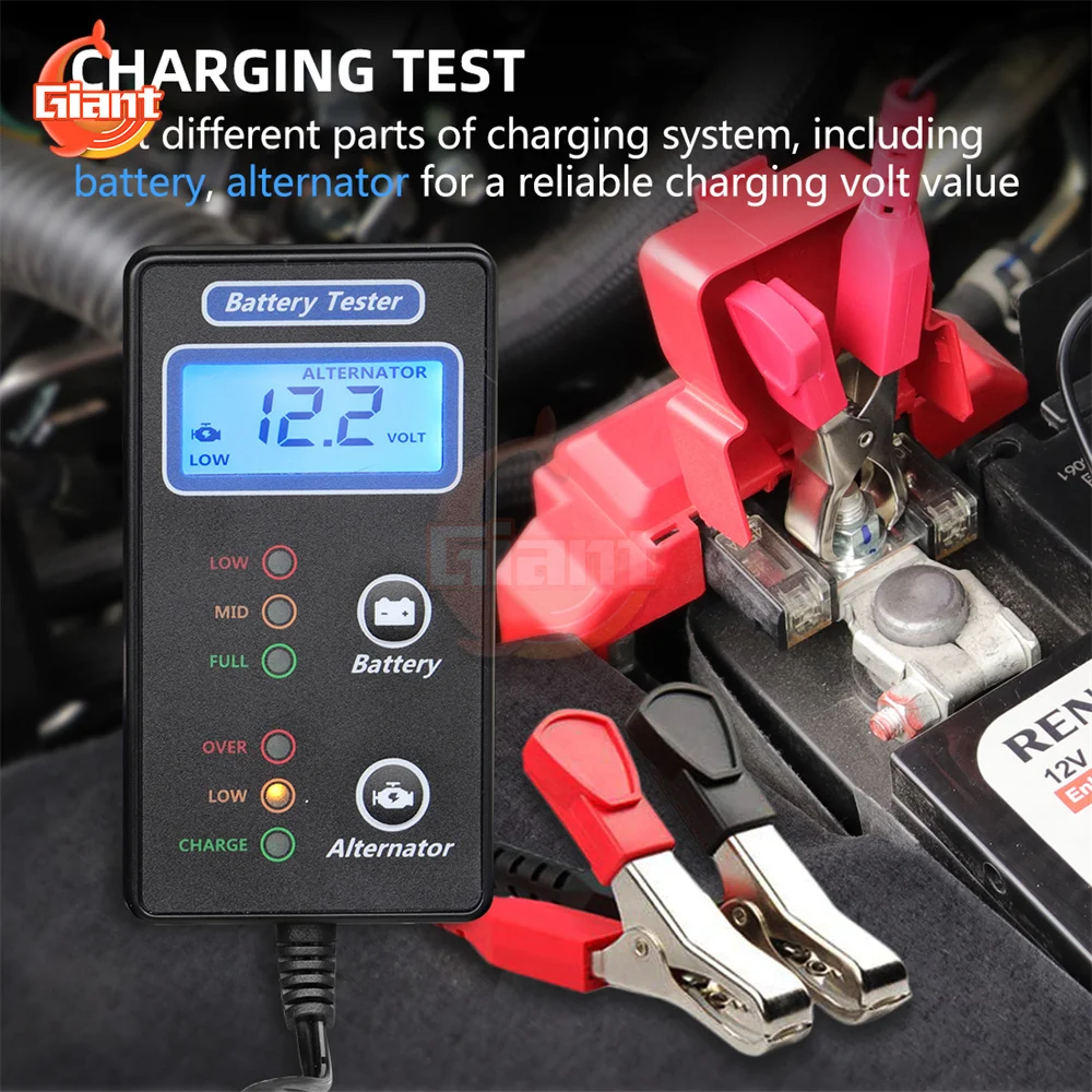 Portable Digital Battery Tester Monitor Automatic Battery Load Tester Alternator Analyzer Car Battery Detector Diagnostic Tools