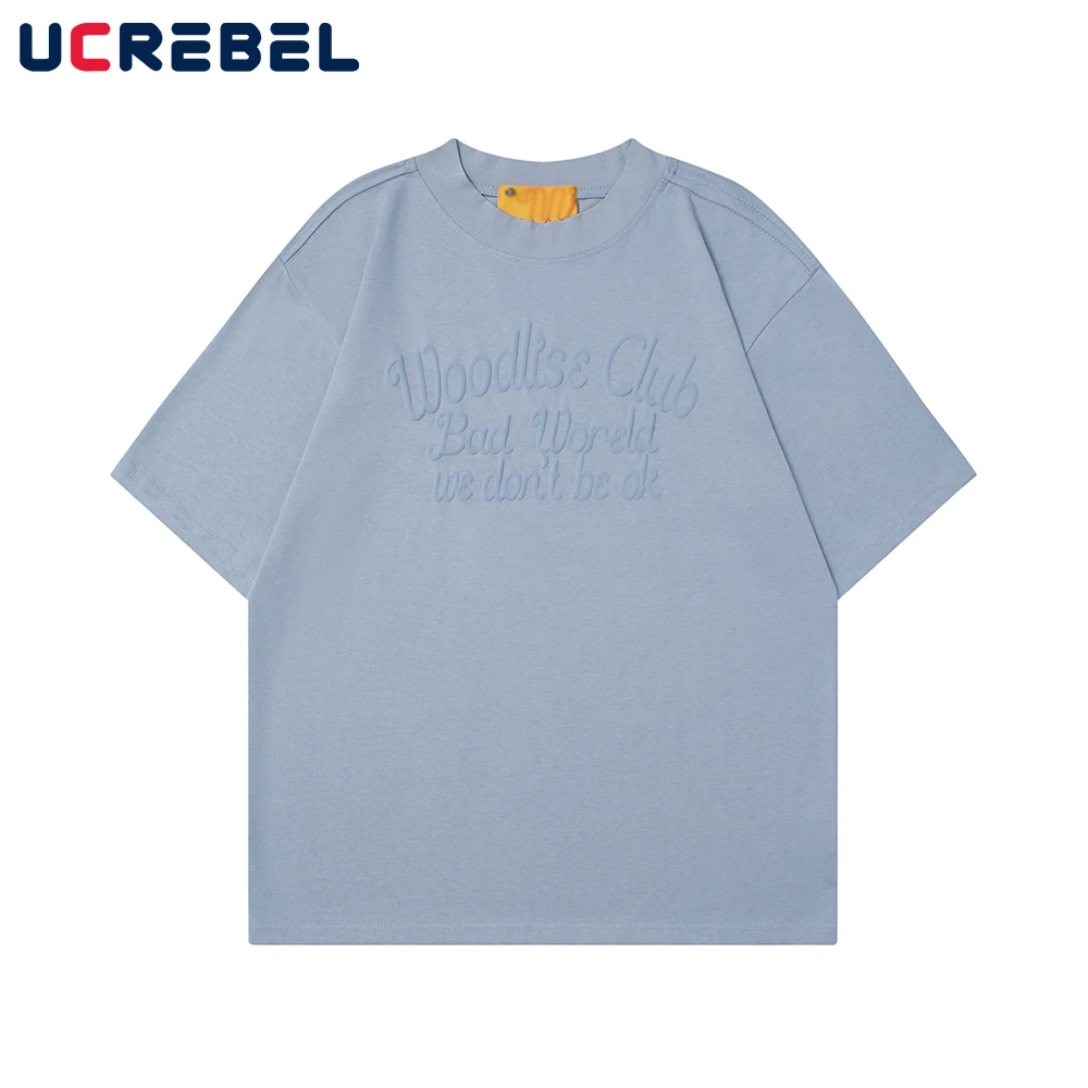 

Letter Print Short Sleeve T-shirt Mens Foaming Printing Summer High Street Loose Crew Neck Half-Sleeve Tshirt Men Tee