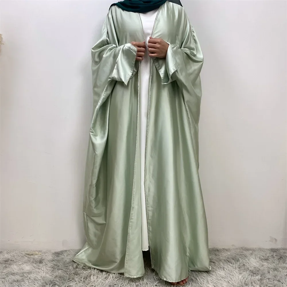Ramadan Batwing Open Abaya Dubai Luxury Satin Kimono Muslim Dress for Women Robe Turkey Kaftan Caftan Marocain Femme Arab Kebaya
