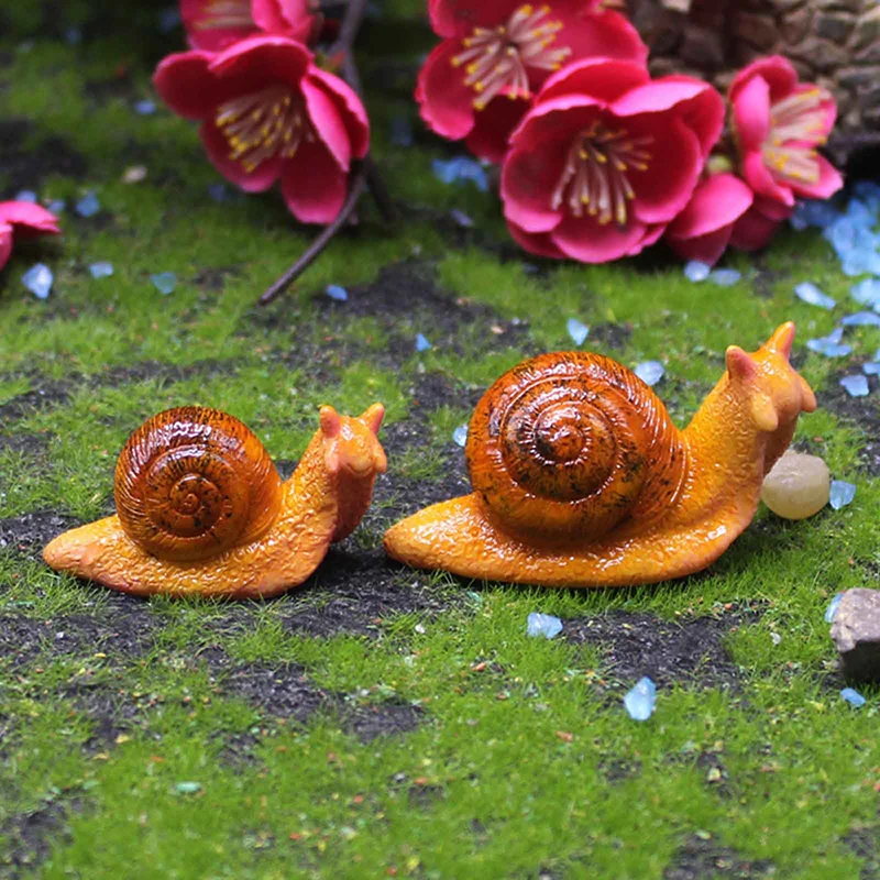 Micro Landscape Simulation Small Snail Garden Decoration Snail Ornament Snail Model Resin Craft Miniature Figurine Home Decor