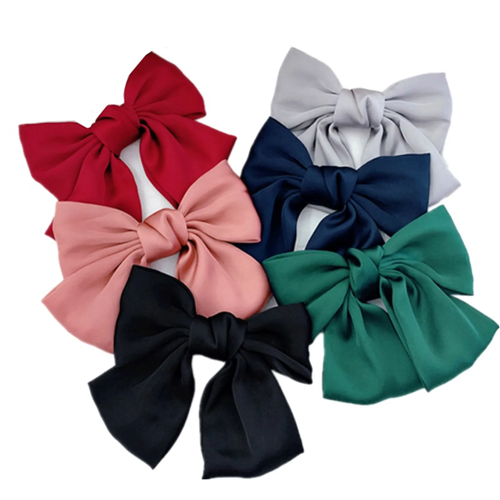 

New Elegant Bow Ribbon Hair Clip Women Fashion Solid Bowknot Satin Hair Bows For With Straight Hair Clip заколки для волосся