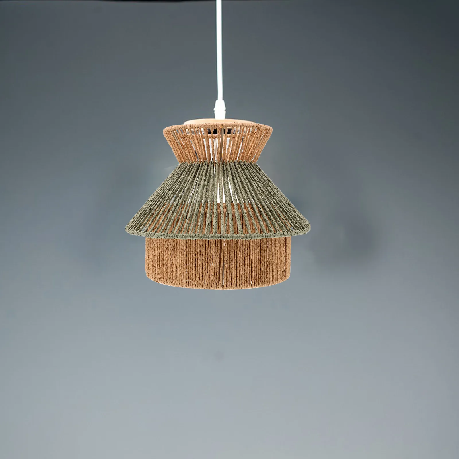 Faux Rattan Lampshade, Hand-Woven Decorative Light Shade for Pendant & Floor Lamps, Warm Ambient Lighting