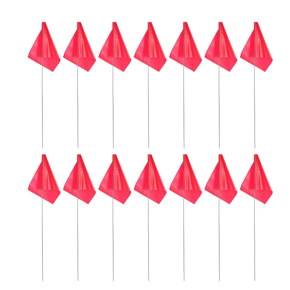 60Pcs Lawn Marker Flag Red Triangle Marking Flags Utility Steel Wire Poles Irrigation Yard Markers Sprinkler