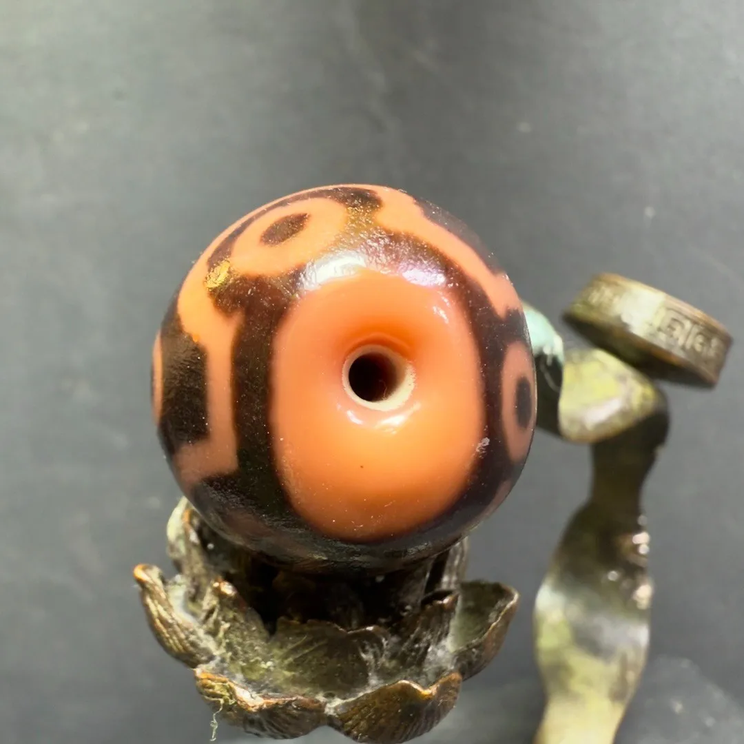 Tibetan Nepalese Himalayan Bead Ancient agate Old Dzi Talisman 9 eye Bead Amulet