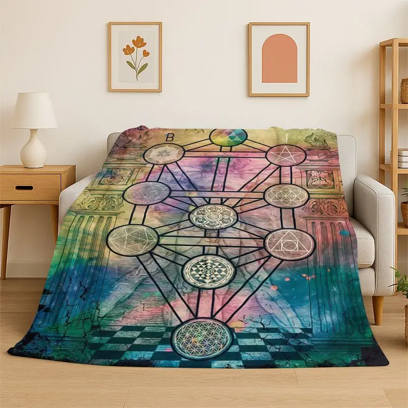 Rainbow Chakra Yoga Mandala Meditation Flannel Blanket Soft Throw Blanket for Bedroom Living Room Bed Travel Camping Picnic Nap