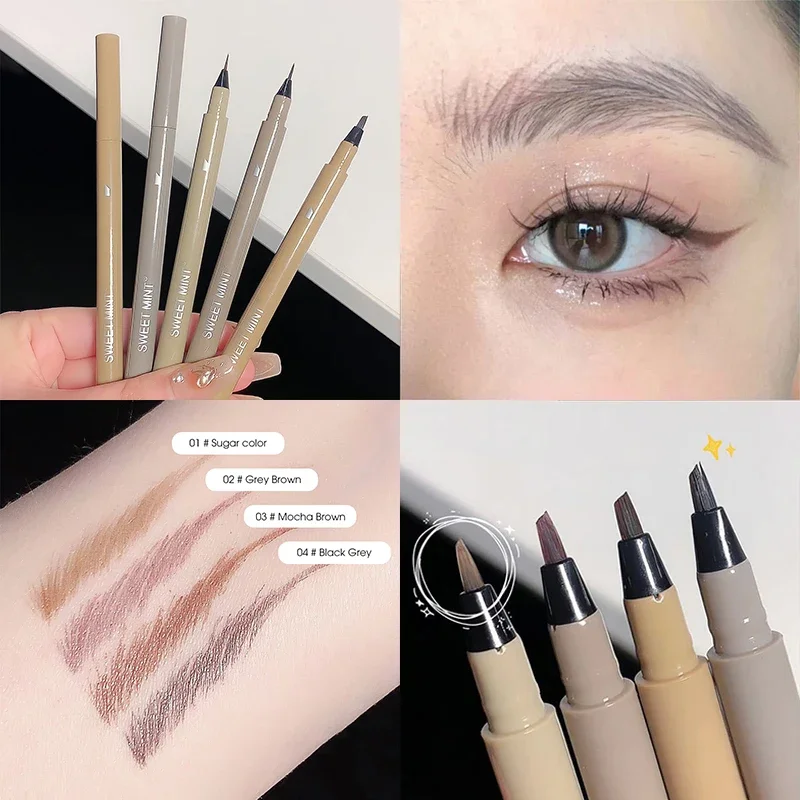 Matita per sopracciglia liquida impermeabile Penna per sopracciglia a prova di sudore facile da colorare No Blooming Penna per eyeliner a lunga durata Cosmetico per il trucco degli occhi