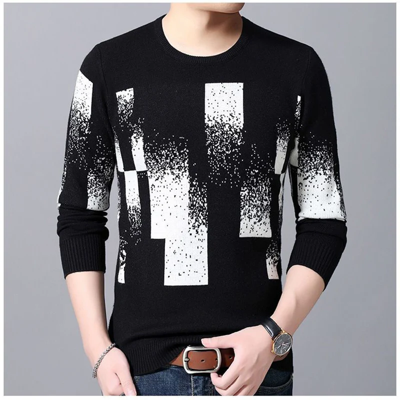 2023 Winter Kpop Modestil Harajuku Slim Fit Tops locker lässig alle Match Strickwaren Einsatz o Hals bedruckte Langarm pullover