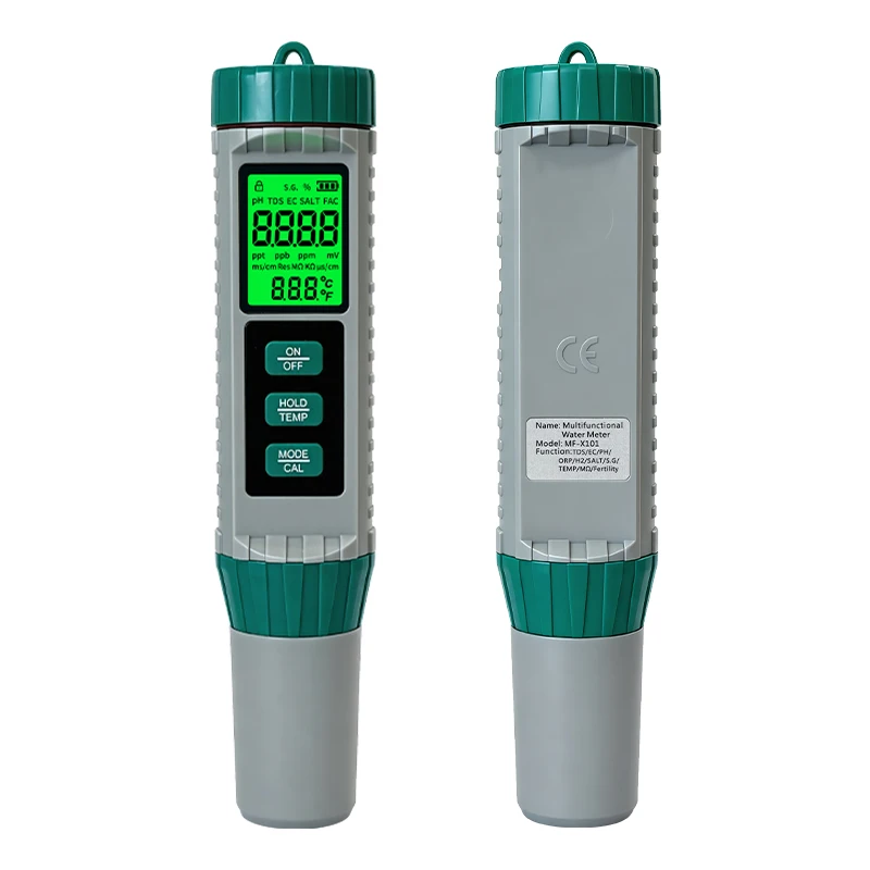 Digital PH Meter 10 in 1 Water Quality Monitor Ph TDS Ec Salinity ORP H2 S.G Fertility MΩ Temp Meter For Aquarium Hydroponics