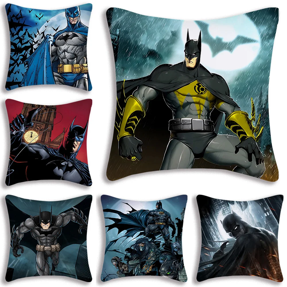 B-Batman Pillow Covers Cartoon Sofa Decorative Home Double-sided Printing Short Plush Cute Cushion Cover