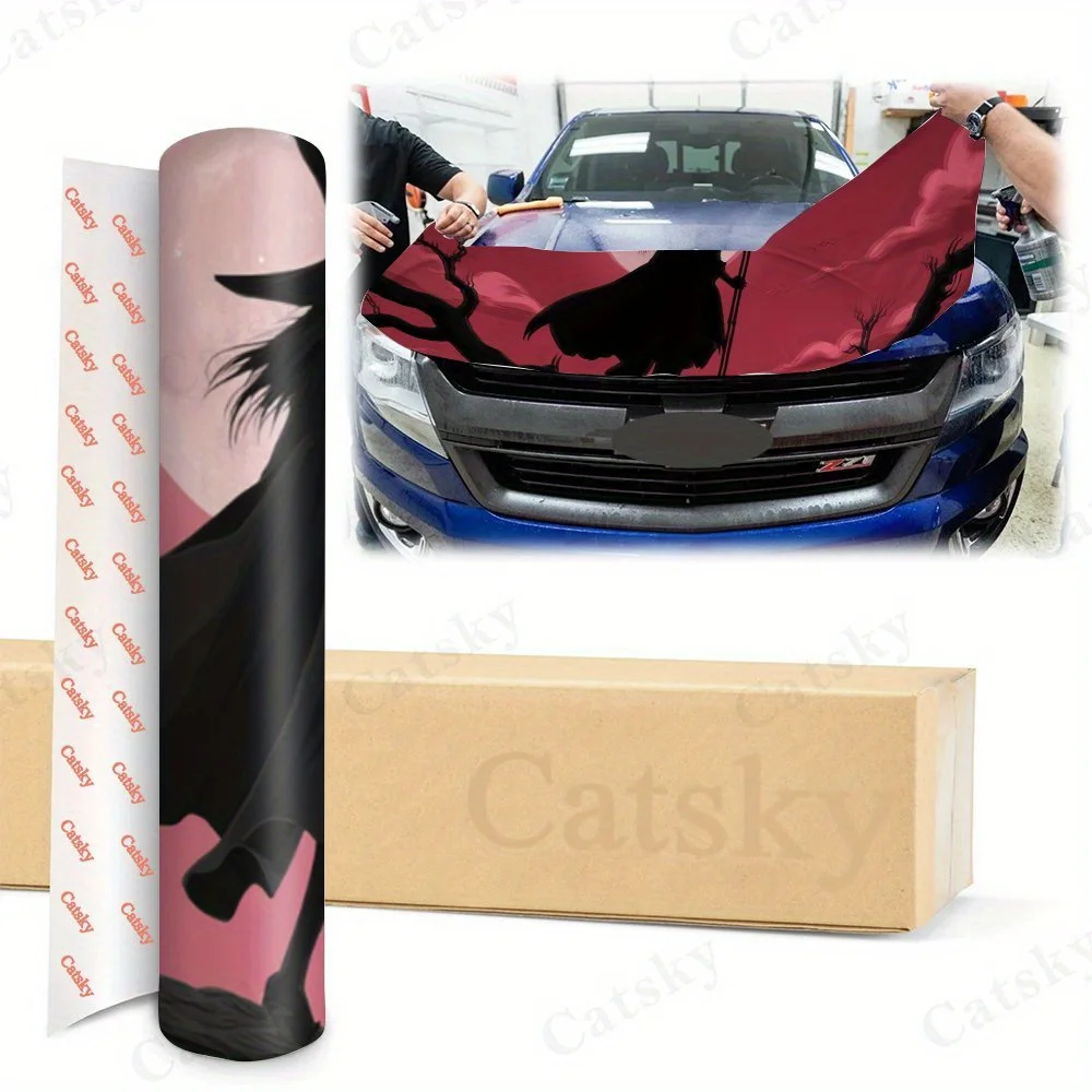 月光魔女車のボンネットステッカー、防水自己粘着、傷つきにくい、貼りやすい、耐久性のある車のPVCステッカー、車の装飾