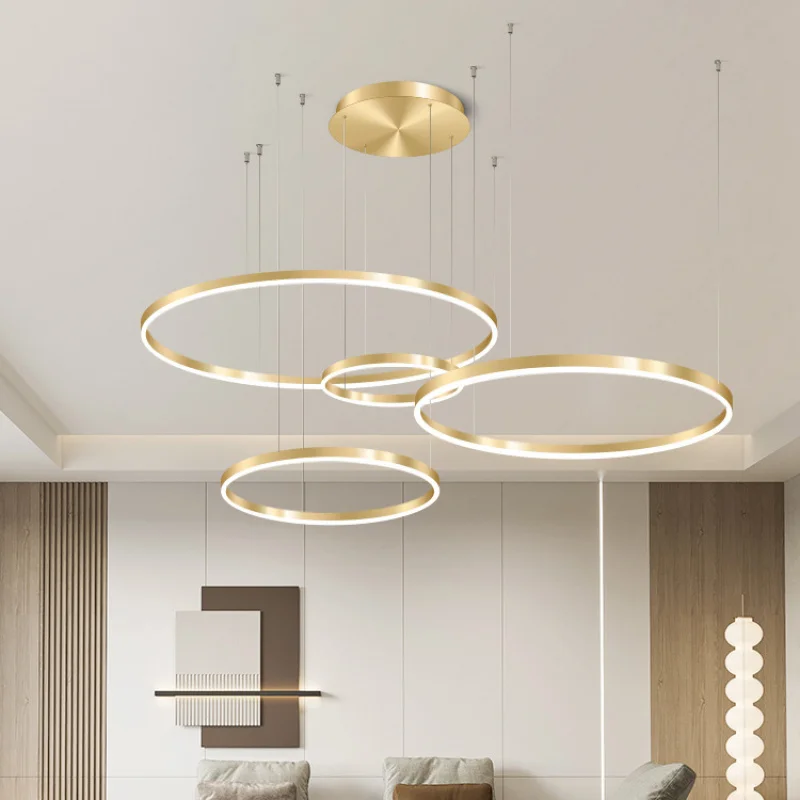 

Living Room Chandelier Modern Simple Personality Trending Ring Light Post-Modern Light Luxury Restaurant Bedroom Light