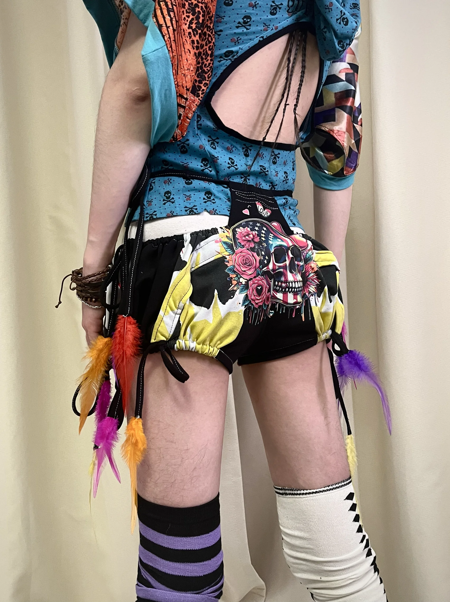 

Женские повседневные брюки-шорты с ретро-принтом «Роза-скелет», весна-лето, хлопок, удобные, дышащие, с эластичным поясом