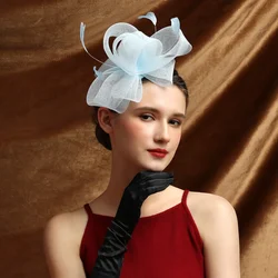 Flower Fascinator Fancy Multicolour Kentucky Derby Hats Tea Party Feather Headdress Female Headband Mesh Headpiece with Clip