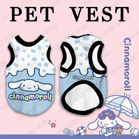 Sanrio Cinnamoroll Pet Vest – Cute Cartoon Dog Clothes, Breathable Sleeveless Summer Outfit for Small to Oversized Pets