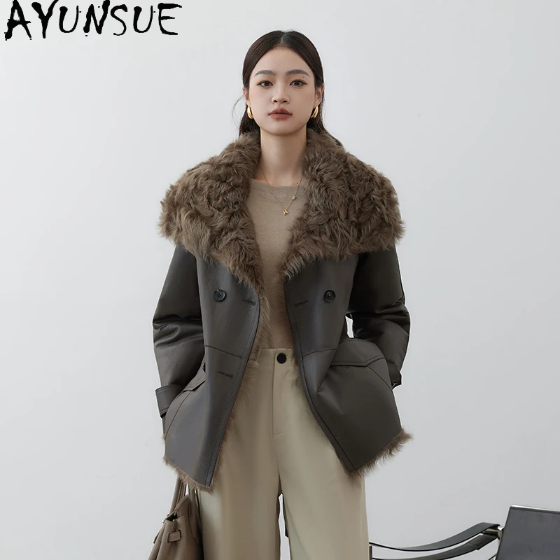 

AYUNSUE Luxury Genuine Leather Jacket Women Natural Sheepskin Fur Coat Real Fur Coats Warm Winter Clothes Female Шуба Женская