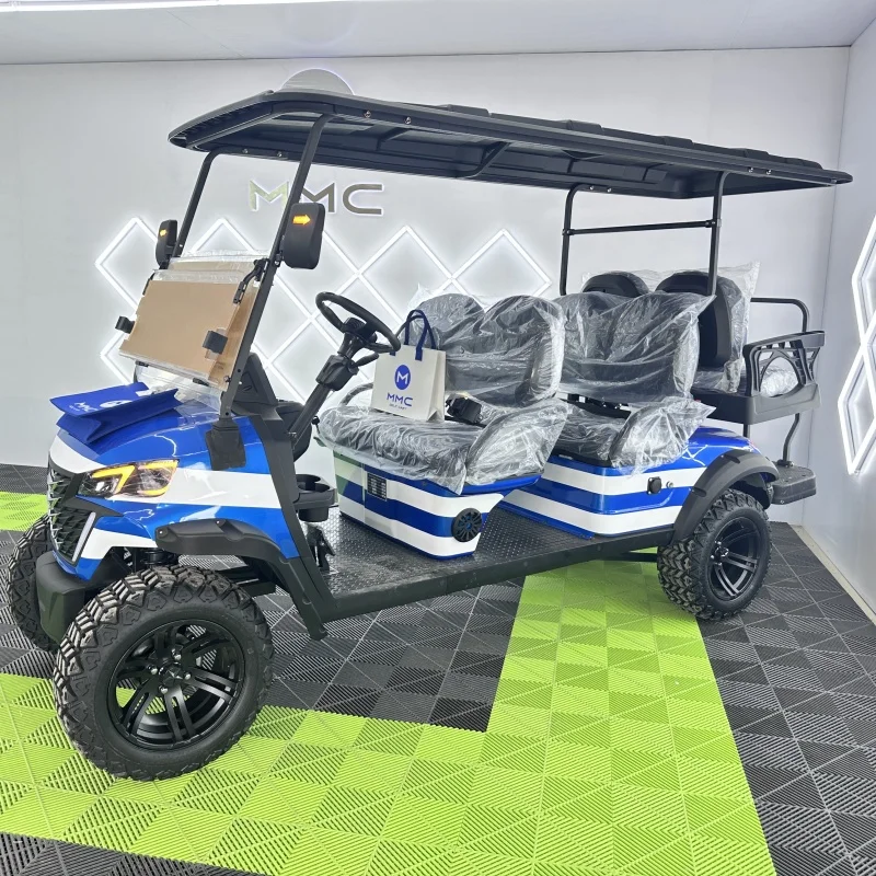 رفع 60 فولت 5KW الصيد عربات غولف على الطرق الوعرة الشارع عربات الغولف القانونية الكبار 4 عجلة 4 مقاعد عربة جولف كهربائية