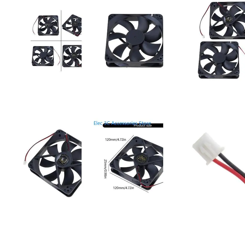 Y51A 120x120x25mm CPU Cooling Fan 12V 2pin Silent Cooling Fan CPU Cooler Chassis Radiator for Mining Machine 2000RPM F