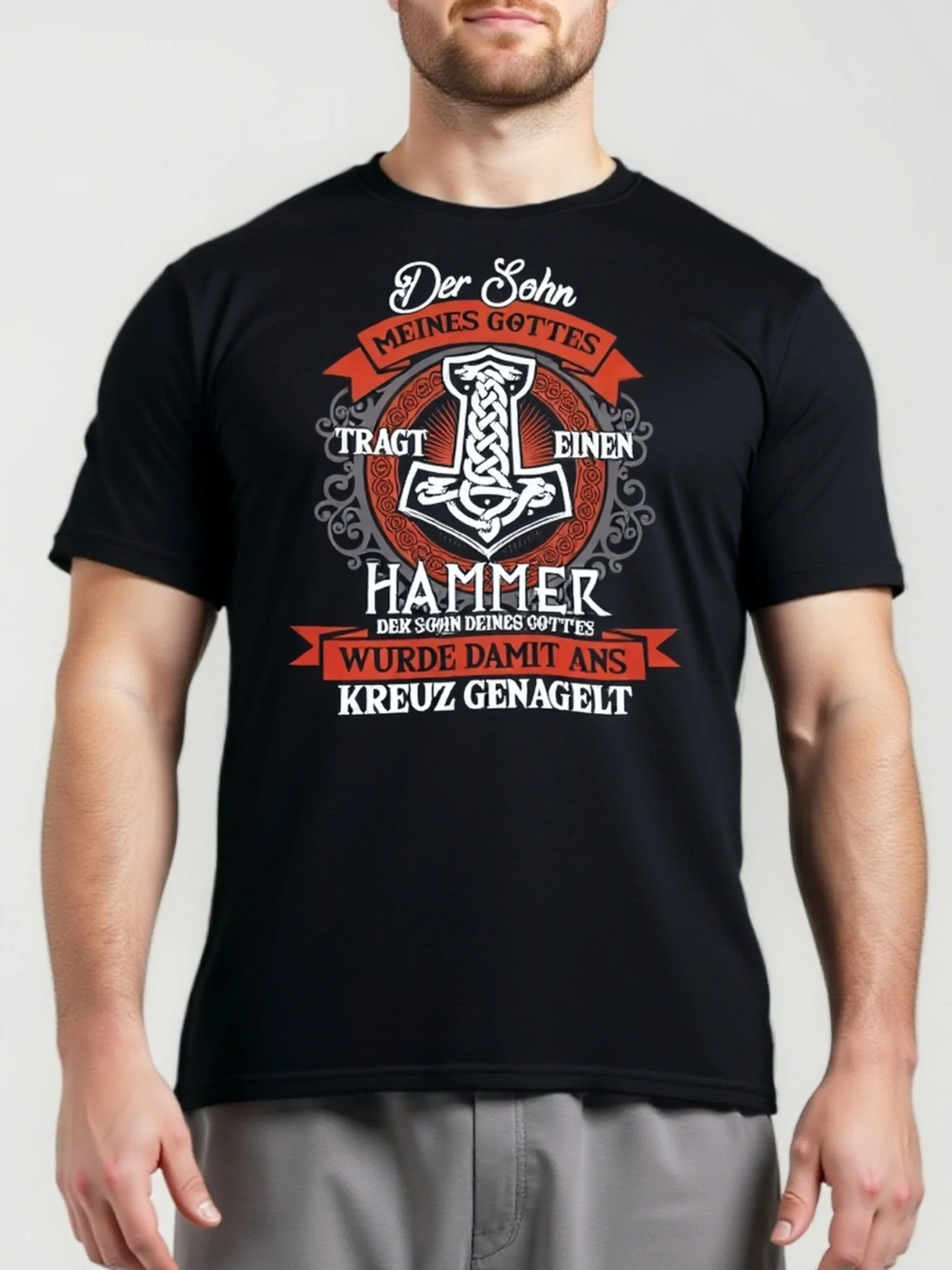 Lack T-Shirt Featuring The Son of Odin From Norse Mythology and Vikings, Designed for Men. This Casual Sports Tee Is Comfortable