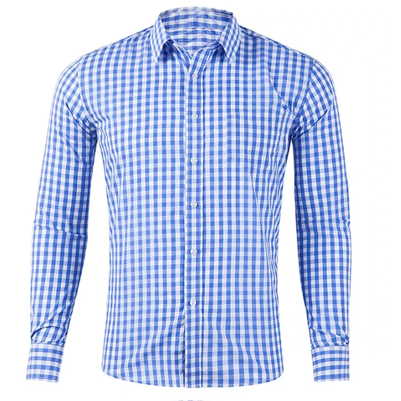 Camisa casual masculina de botão forrado, manga longa, xadrez e xadrez lapela, roupa de rua, estampa natalícia, moda Casua